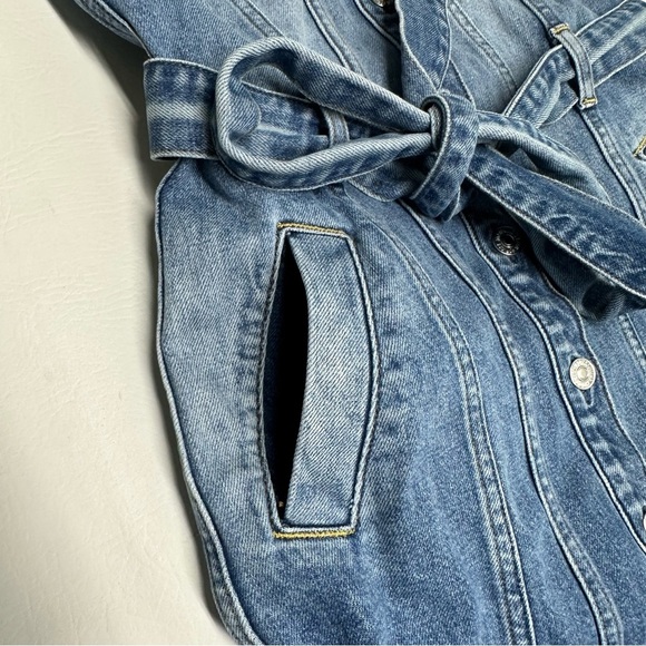 7 For All Mankind Trucker Sleeveless Denim Midi Dress | Small - Picture 8 of 10